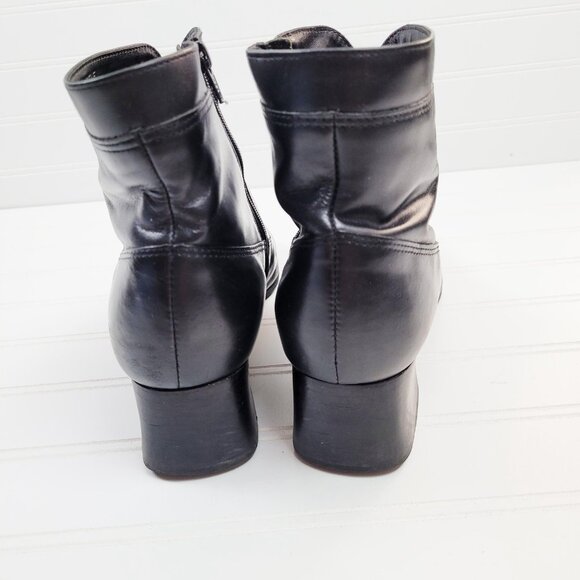 London Fog Ankle Boot Womens Size 8.5 Black Leather Side Zip Witchy Victorian - Picture 12 of 12